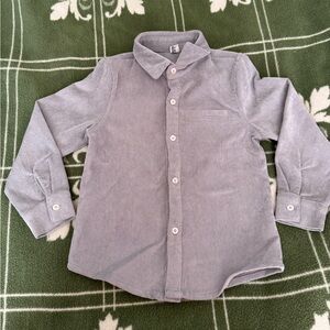 Kids Gray Corduroy Button Down Shirt